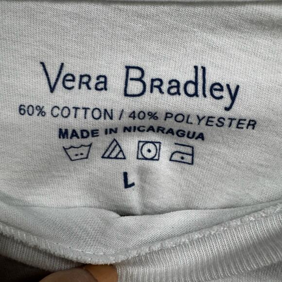 Vera Bradley White Blue Turtle Print Short Sleeve Crewneck T Shirt Womens Large - Picture 5 of 5